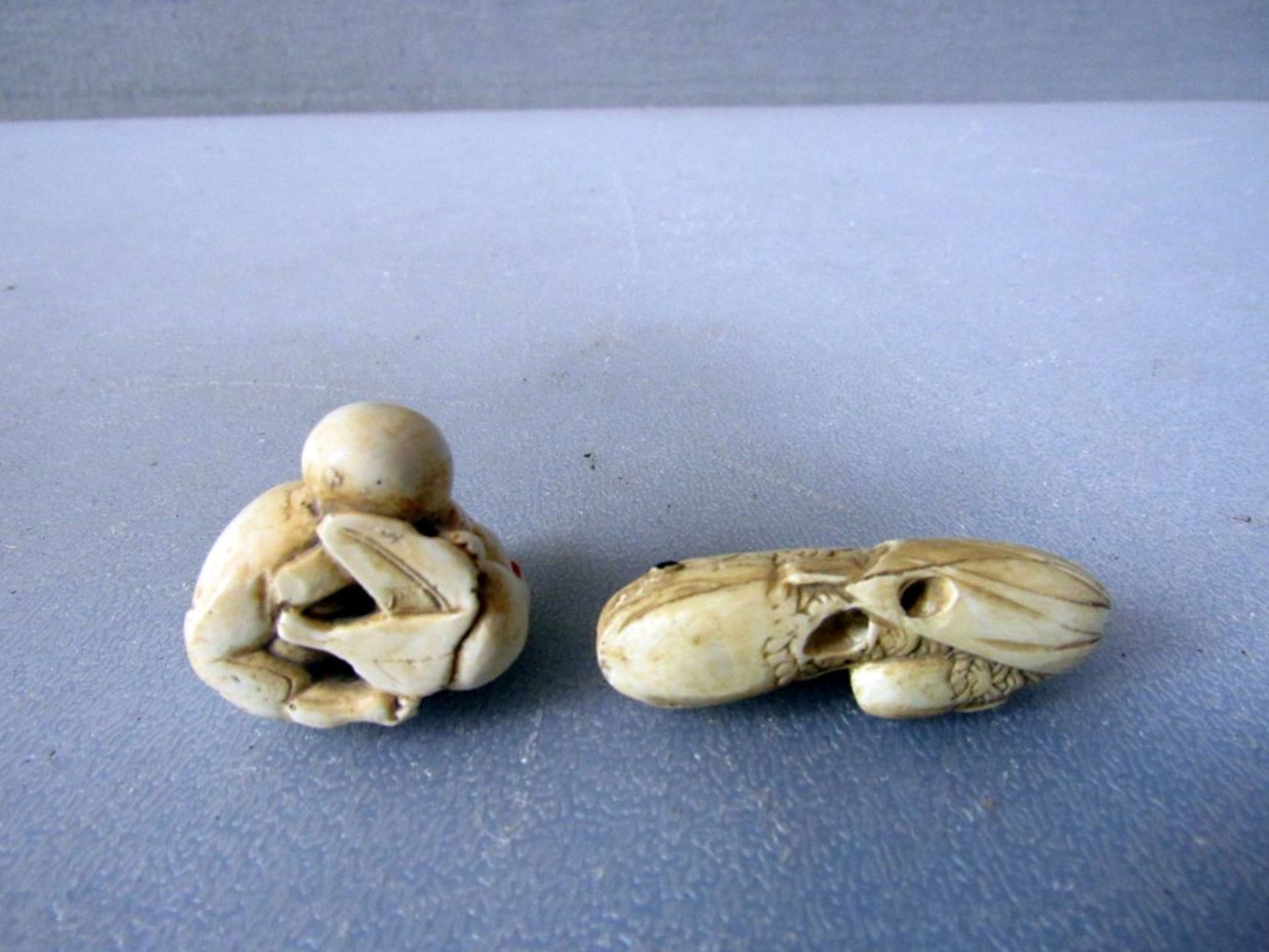 Zwei antike Netsuken Bein geschÃ¤tzt um - Image 7 of 7