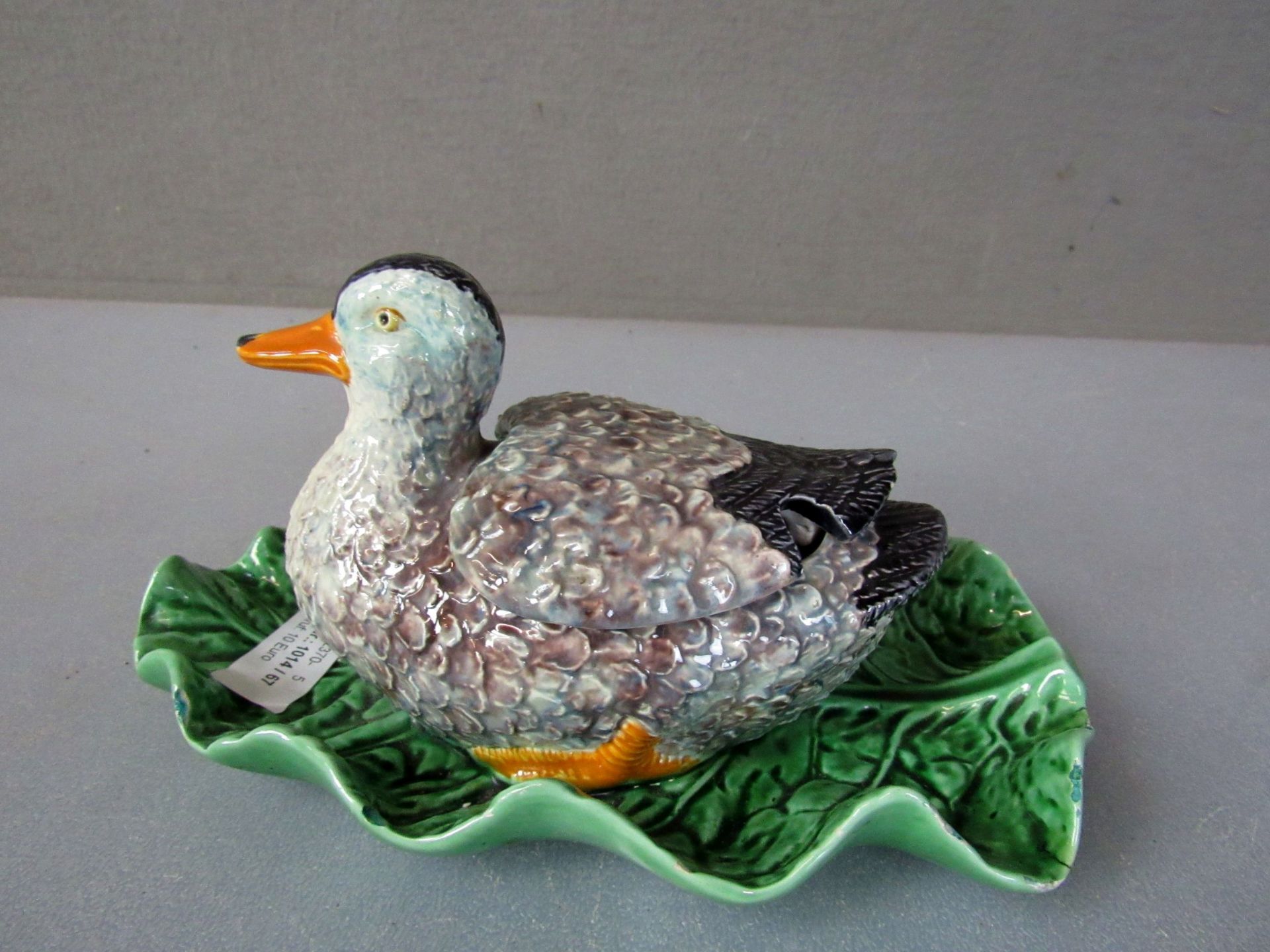 Deckeldose Keramik Vogel auf Blatt - Image 3 of 10