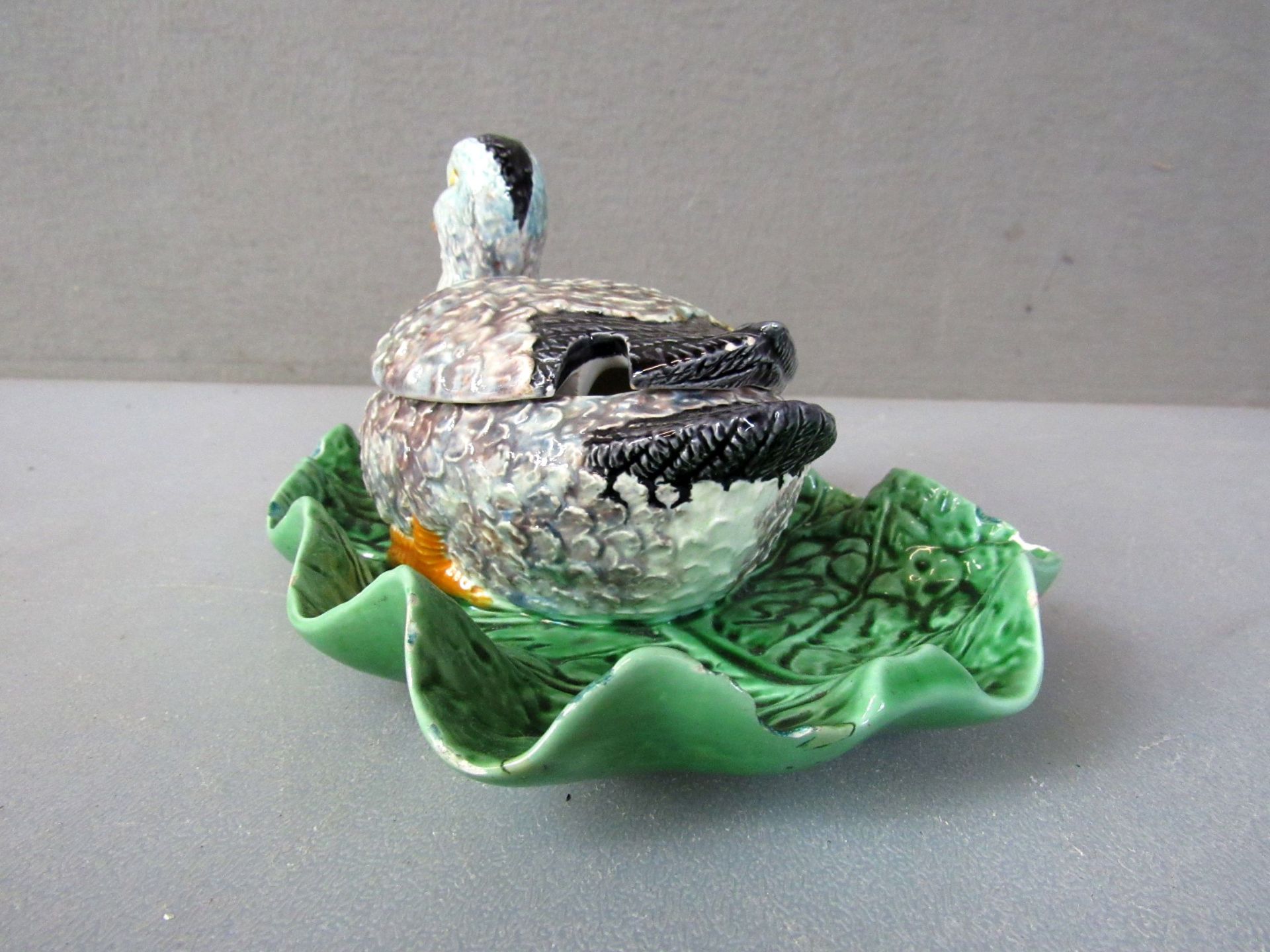 Deckeldose Keramik Vogel auf Blatt - Image 6 of 10