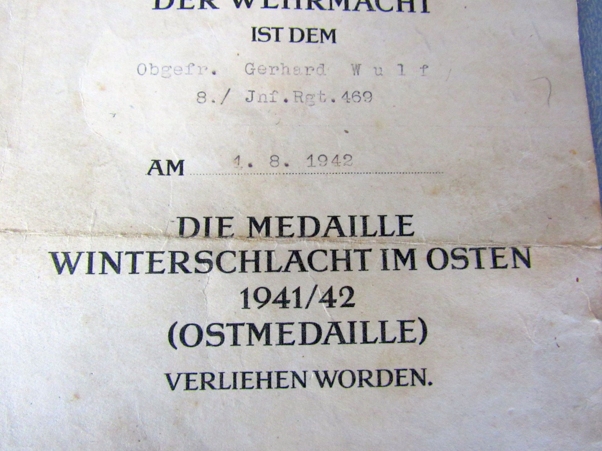 Orden 2.WK Ostmedaille mit Urkunde am - Image 7 of 10