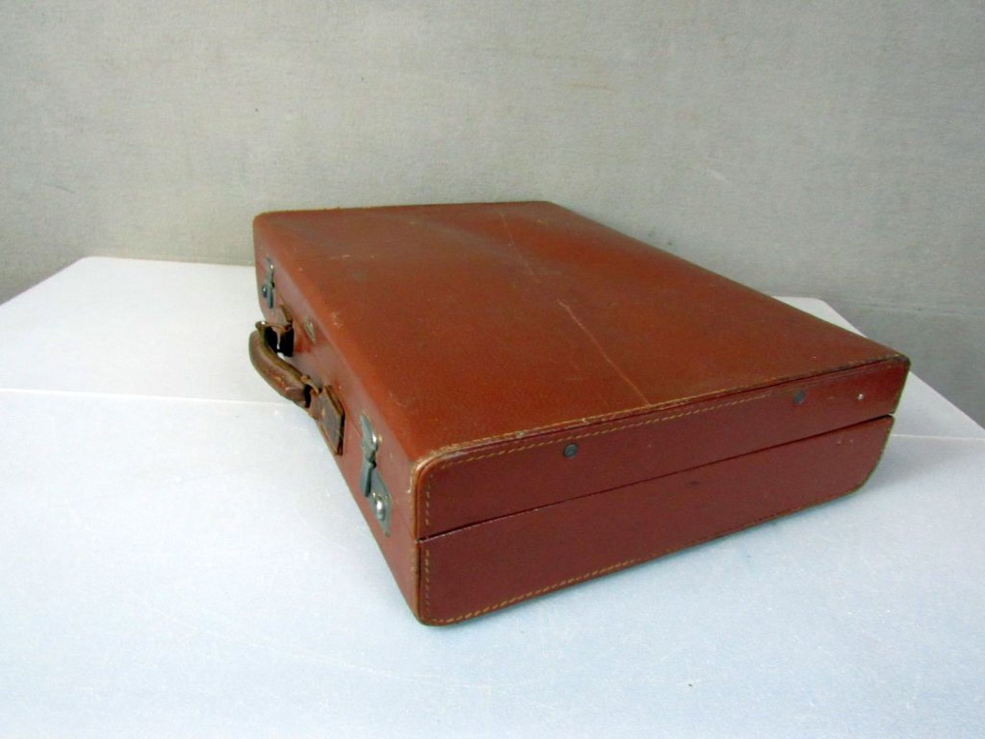 Vintage Antiker Reisekoffer Leder - Image 8 of 9