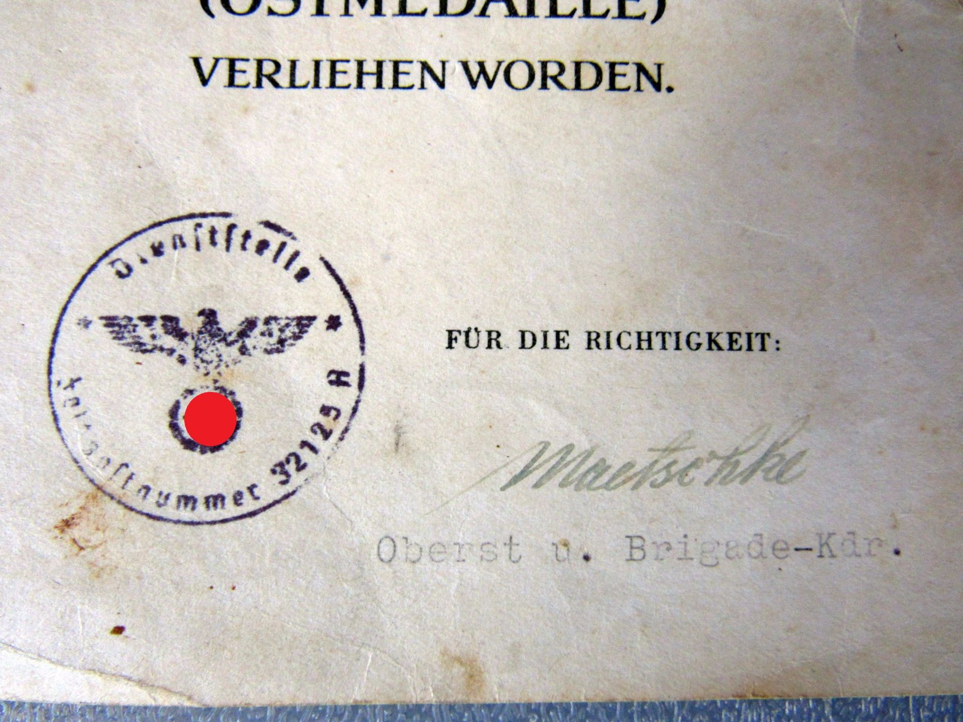 Orden 2.WK Ostmedaille mit Urkunde am - Image 8 of 10