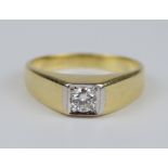 Ring mit Brillant in eckiger Fassung, 585er Gold, Gew.6,65g