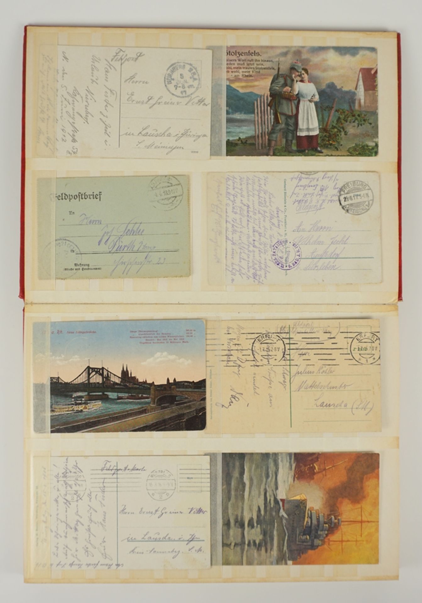 64 Ansichtskarten, WK I, 1914/18, im Steckalbum