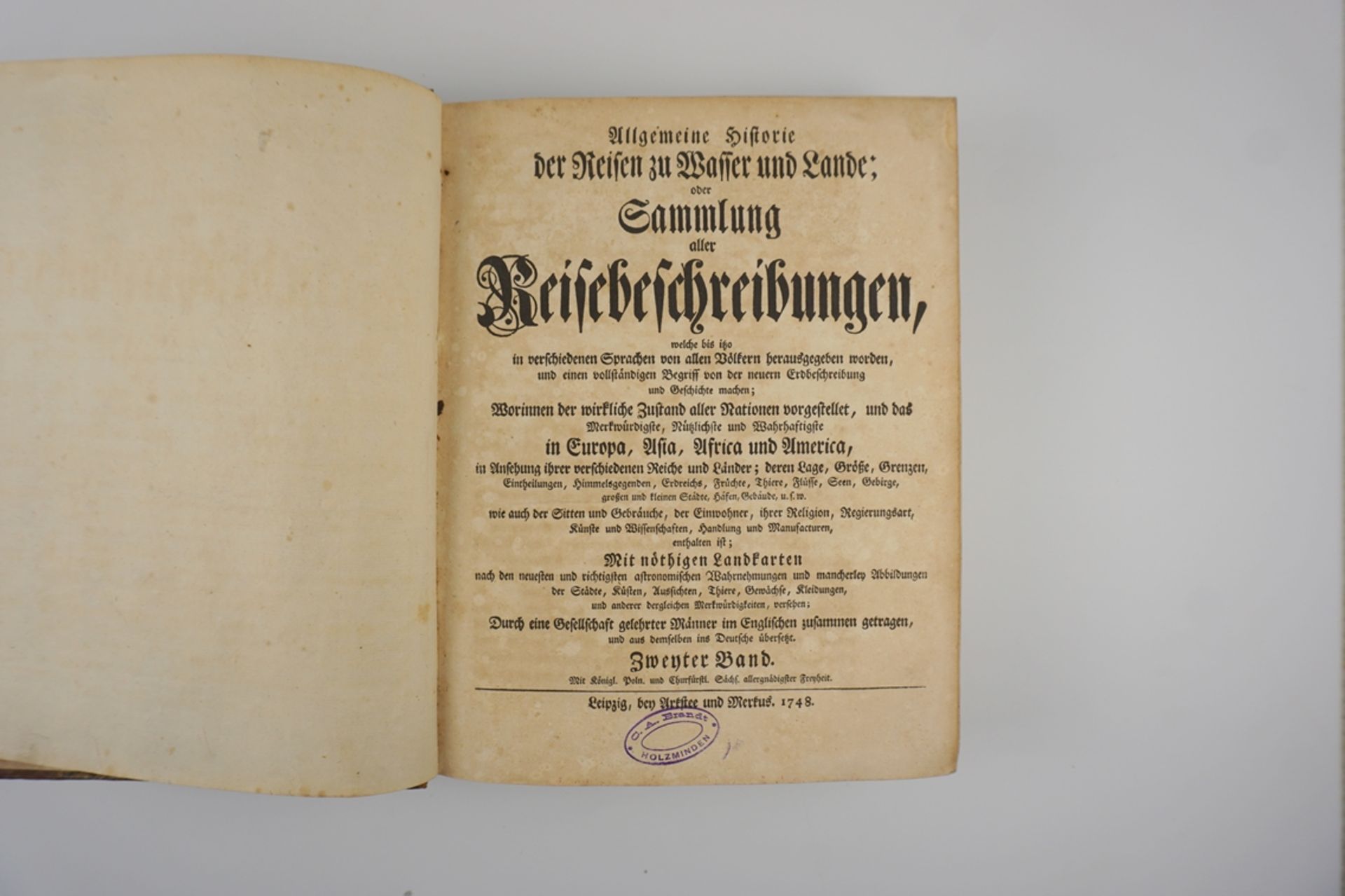 Allgemeine Historie der Reisen zu Wasser und Lande, Zweyter Band, 1748