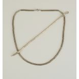 Collier und Armband mit dreieckigen Gliedern, 925er Silber, Gew.31,29g