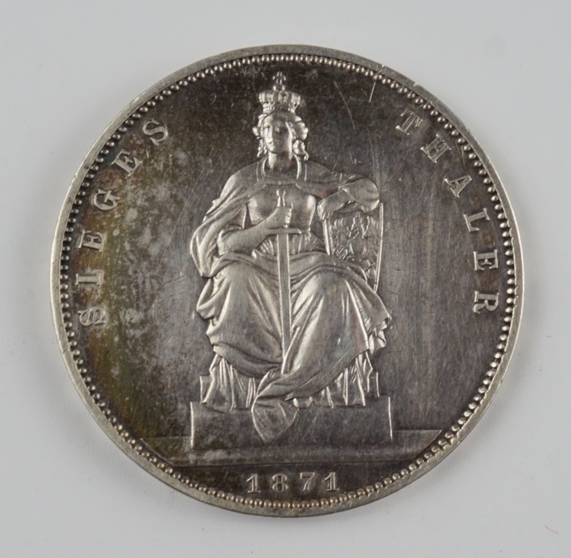Siegesthaler 1871, Gedenkmünze, Sieg über Frankreich, Wilhelm, König von Preussen, Silber