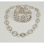 Collier und Armband, 835er Silber, Silberschmied Gerhard Boege, Halle, 1970er Jahre