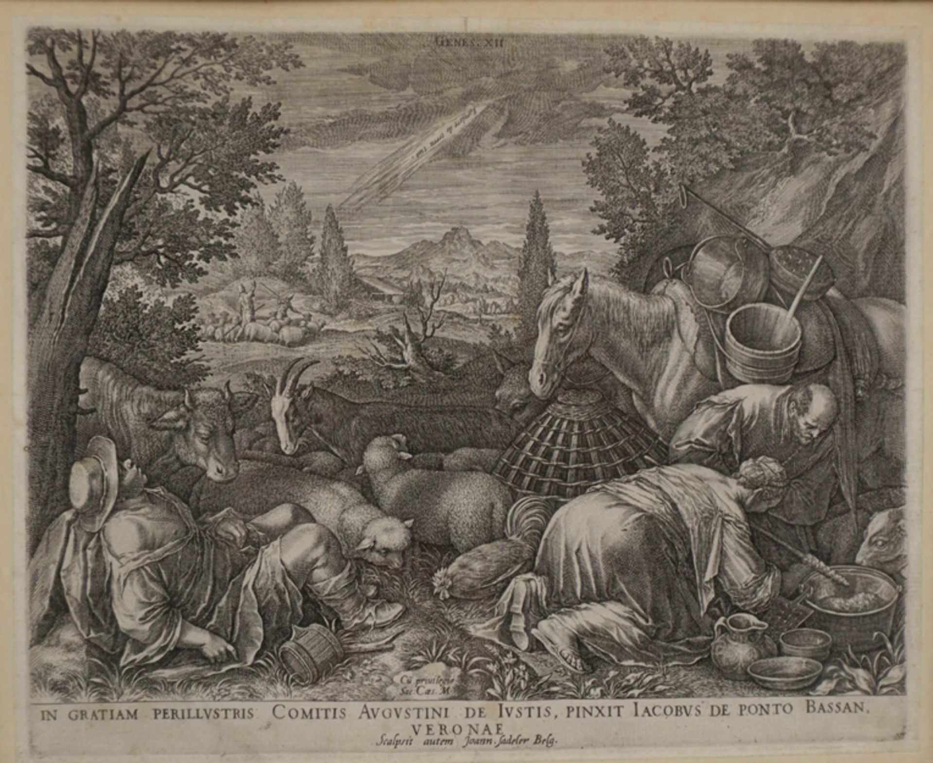 Johannes Sadeler I (1550-1600), "Verkündigung an die Hirten", Kupferstich nach Jacopo Bassano - Bild 2 aus 2