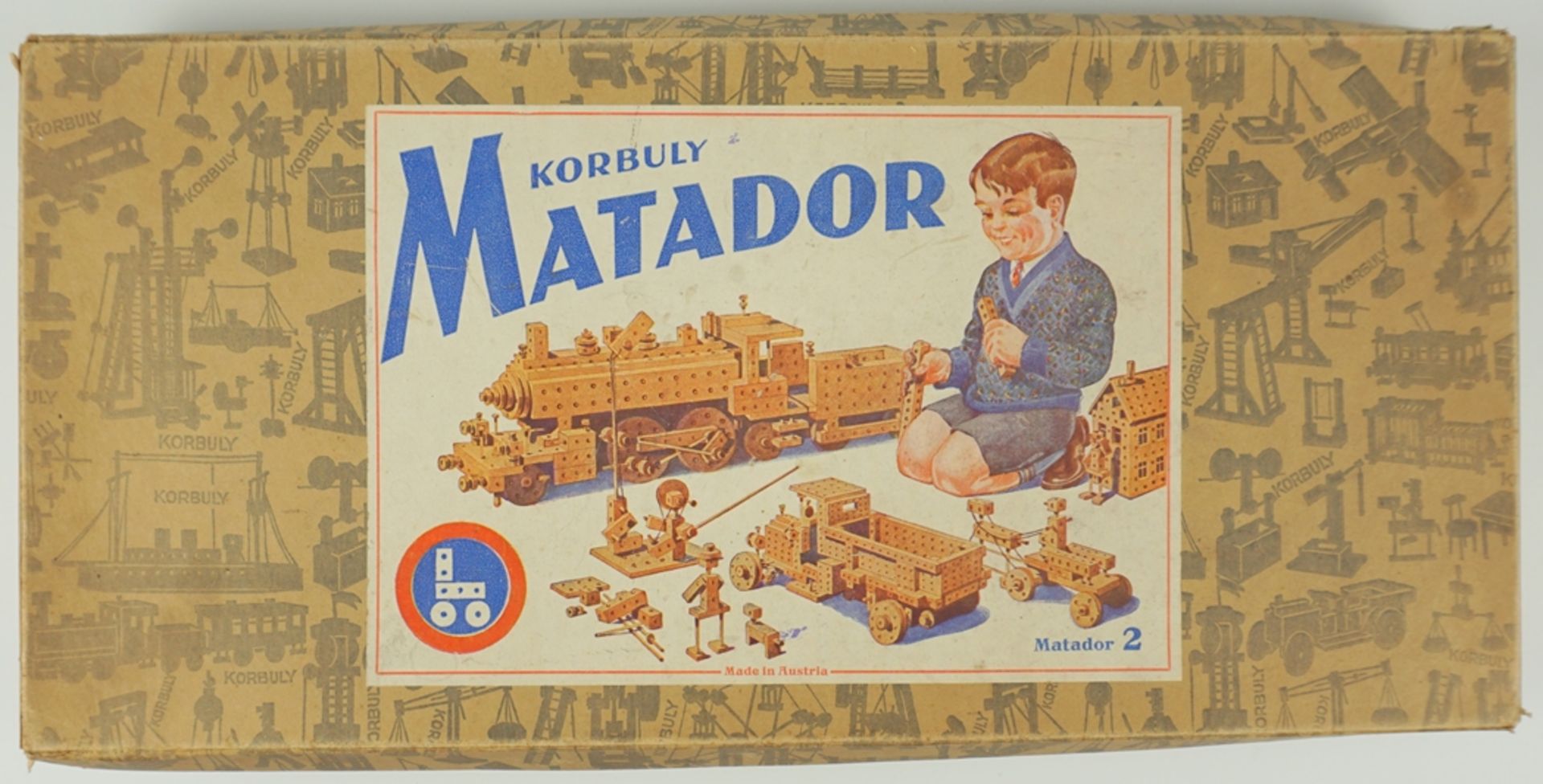 Korbuly`s Baukasten Matador Nr.2, mit Vorlagen-Heft Nr.D, Österreich, um 1940/1950