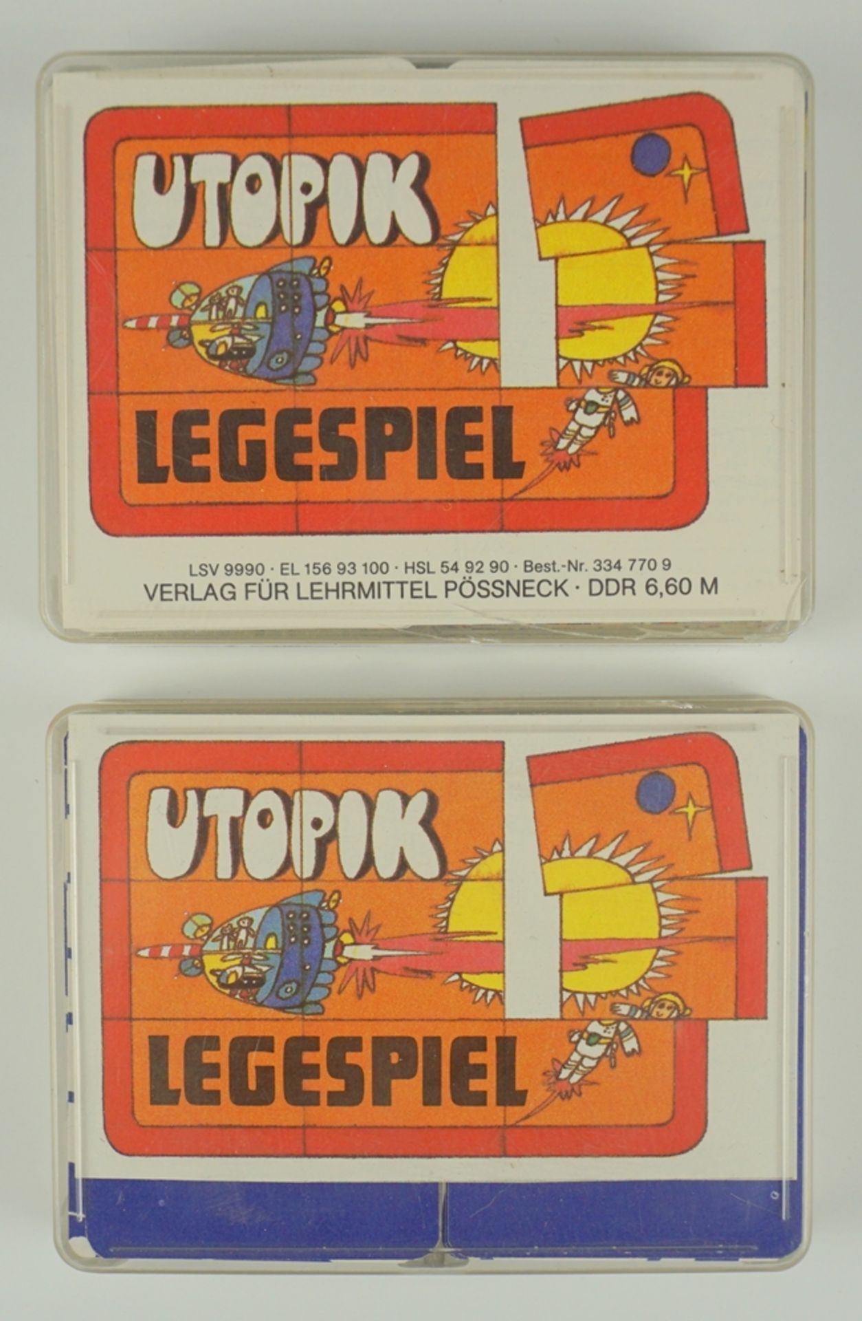 2 Utopik-Legespiele für Kinder ab 7 Jahren, Altenburger Spielkartenfabrik, DDR, unbespielt, vollstä