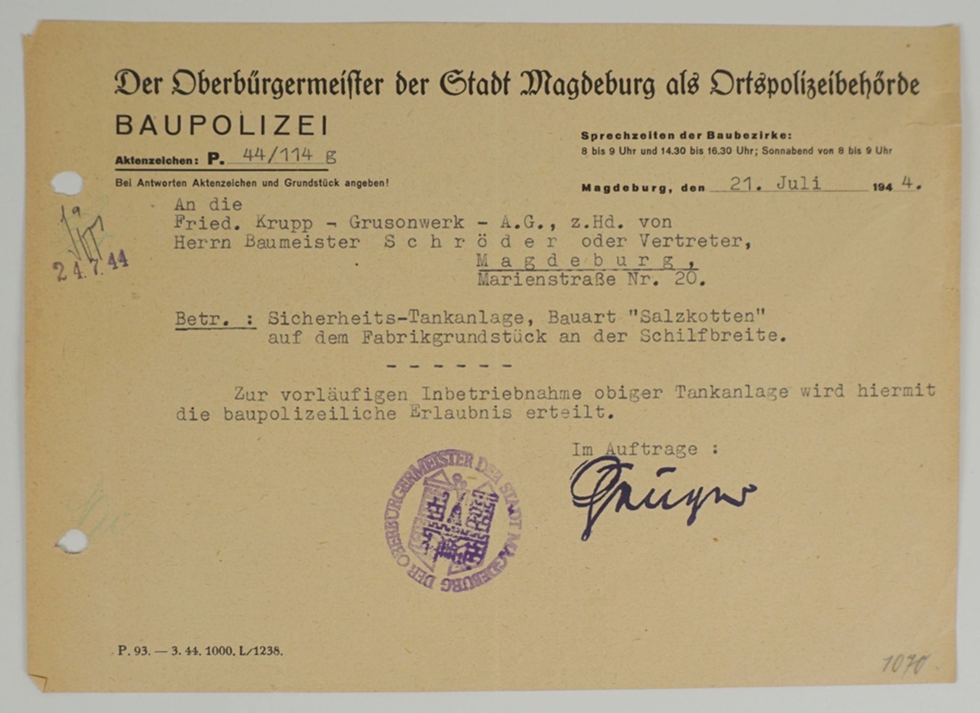 Baupläne und Belege, Friedrich Krupp Grusonwerk AG, 1912/16 und 1930er/1940er Jahre - Bild 4 aus 4