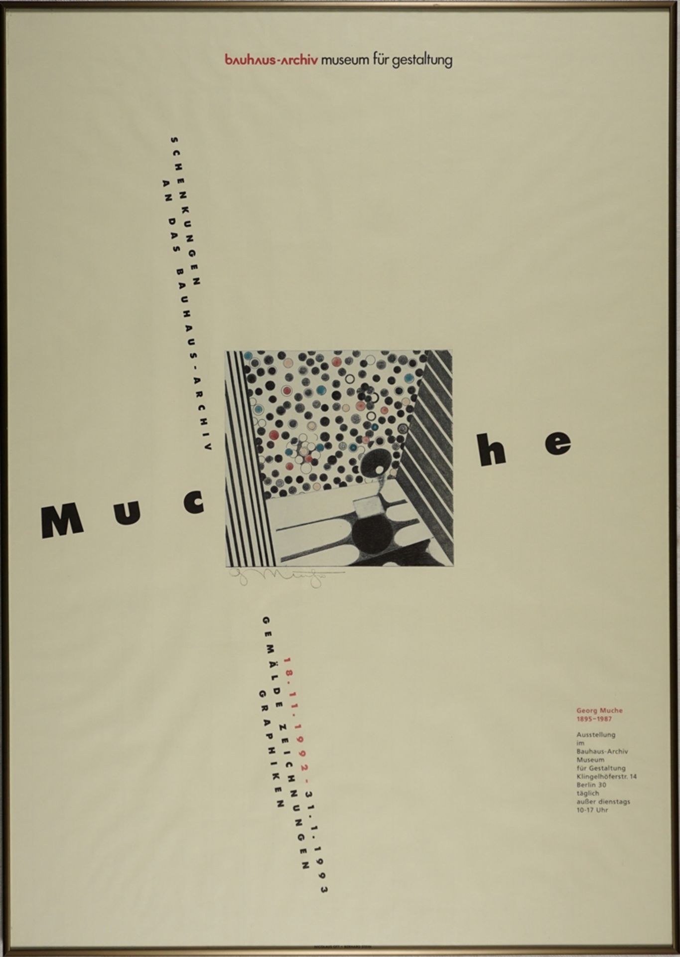 "Gemälde Zeichnungen Graphiken", Ausstellungsplakat für Georg Muche (1895 - 1987), bauhaus-archiv m - Bild 2 aus 3