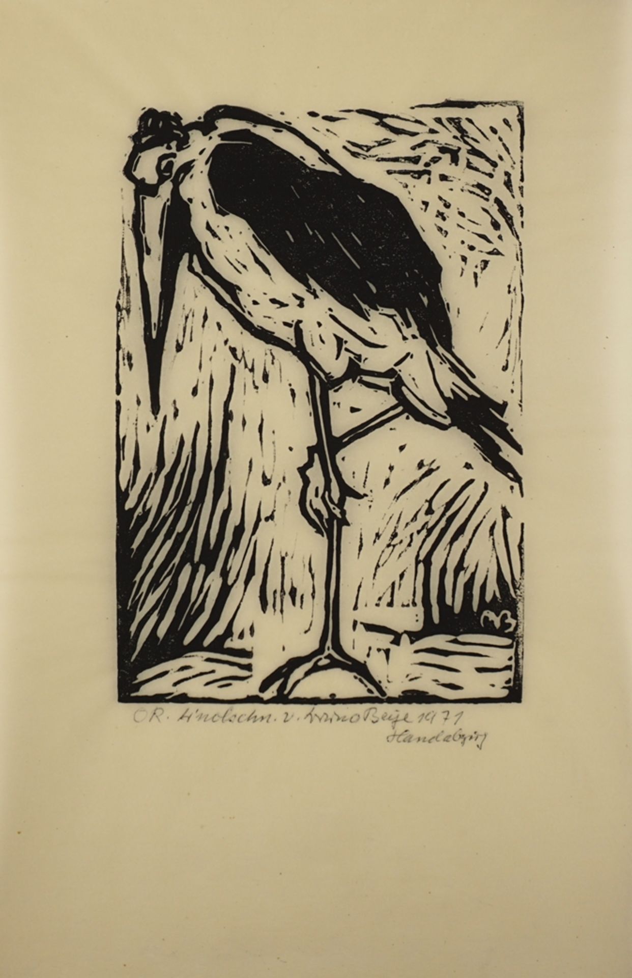 Bruno Beye (1895 - 1976, Magdeburg), "Marabu", 1971, Linolschnitt