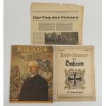 3 patriotische Zeitungen bzw. Beilagen, u.a. Hindenburg
