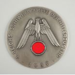 Versilberte Zinkmedaille 1939 Deschler & Sohn, Ehrenpreis der Obersten HJ-Führung