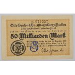 Notgeldschein 50 Milliarden Mark, 1923, Otto Gruson&Co, Magdeburg-Buckau
