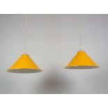 2 gelbe Deckenlampen, 1960/70er Jahre