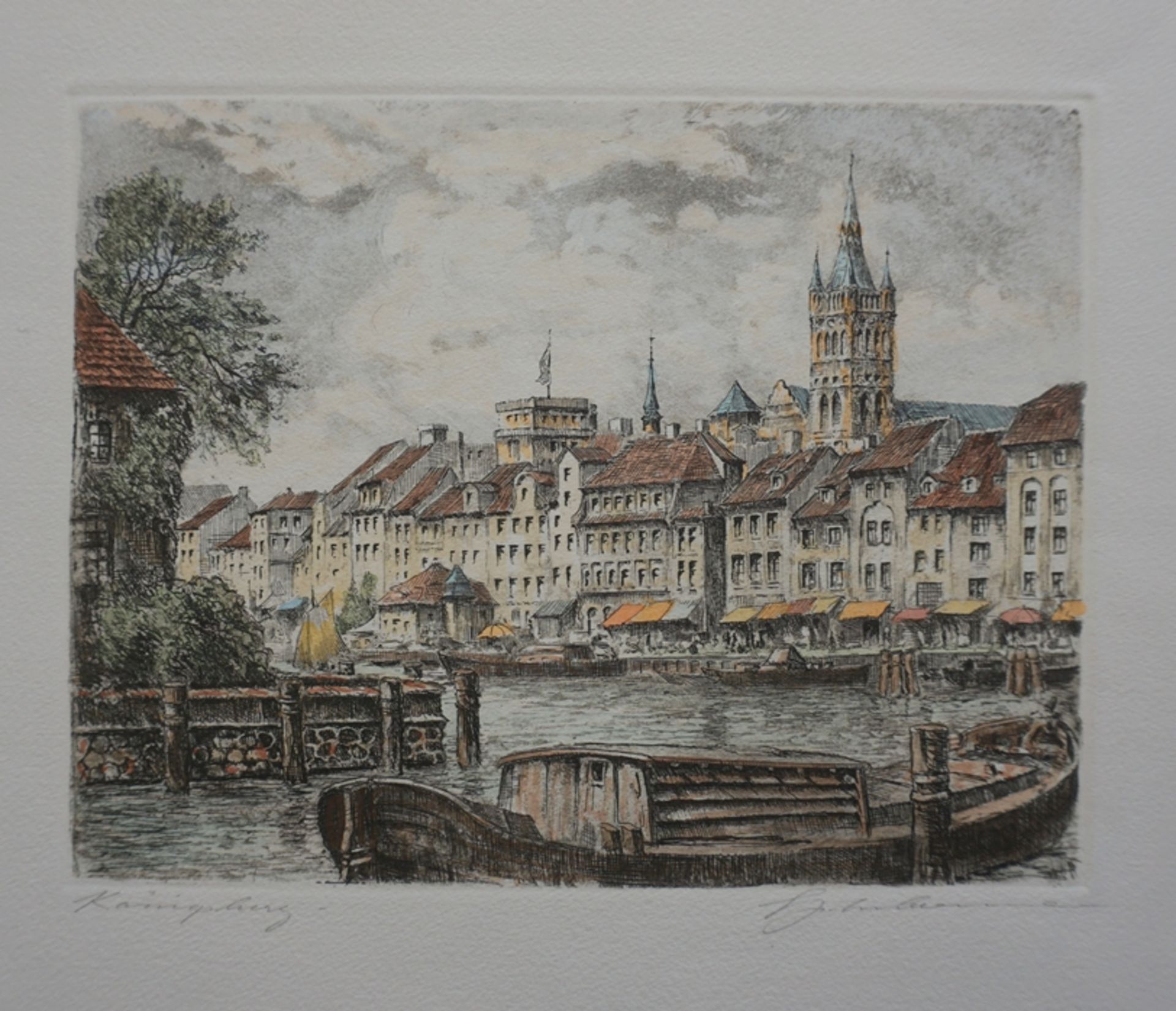 undeutl. signiert, 2 kolorierte Radierungen "Königsberg", 2. Hälfte 20. Jh. - Bild 3 aus 3