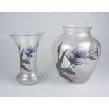 2 Vasen mit Blumendekor und Libelle, Eisch