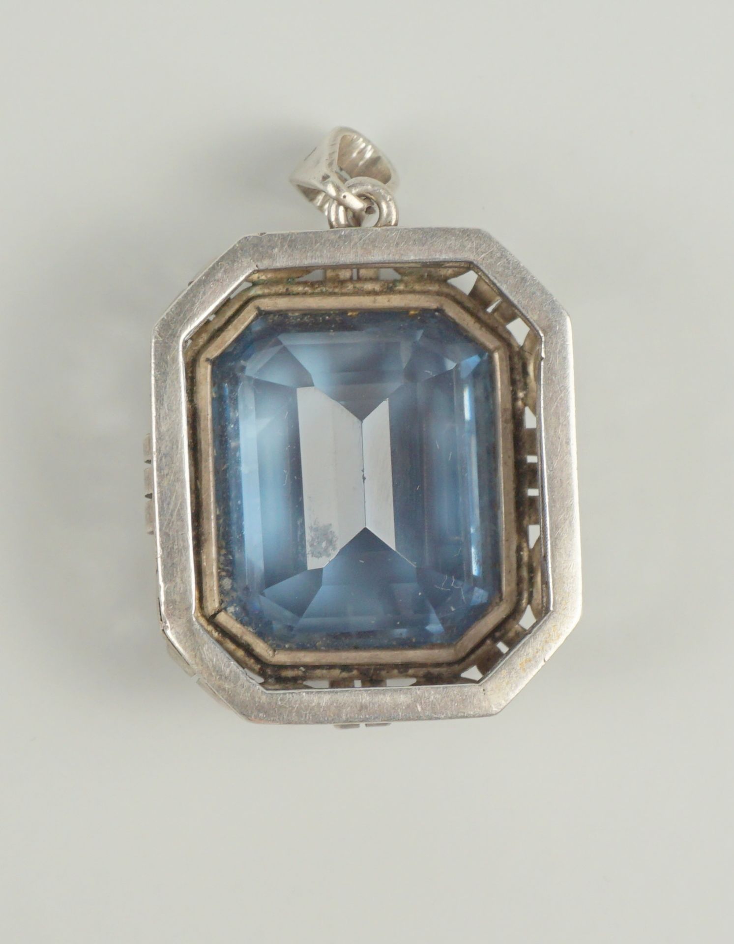 Anhänger mit blauem Stein, 835er Silber, Art déco, 1930er Jahre - Bild 3 aus 3