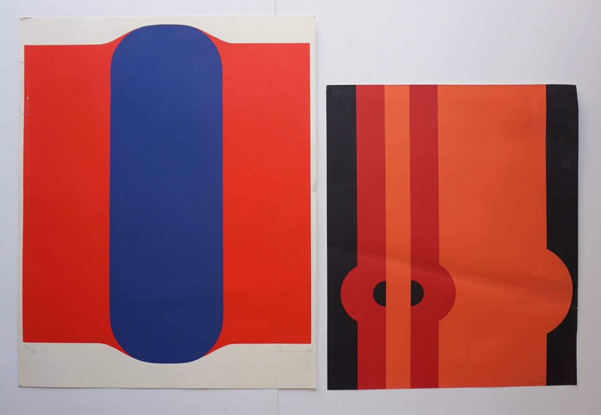 2 Farbserigrafien: Gerlinde Beck (1930, Stuttgart - 2006, Mühlacker-Großglattbach), "ba / II", 1967