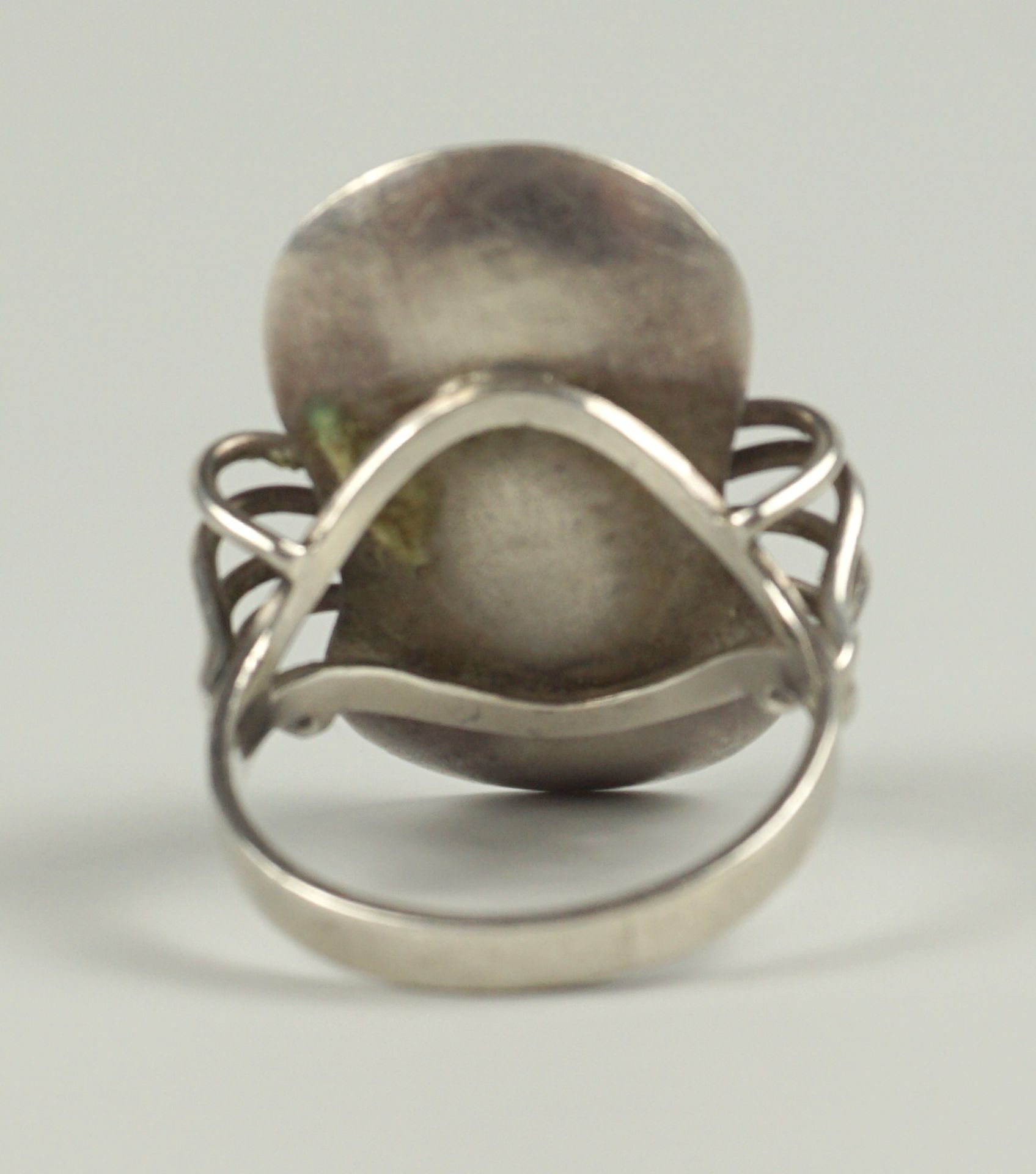 Ring mit hellblauem Stein "Skarabäus", 835er Silber, Art déco - Bild 3 aus 3