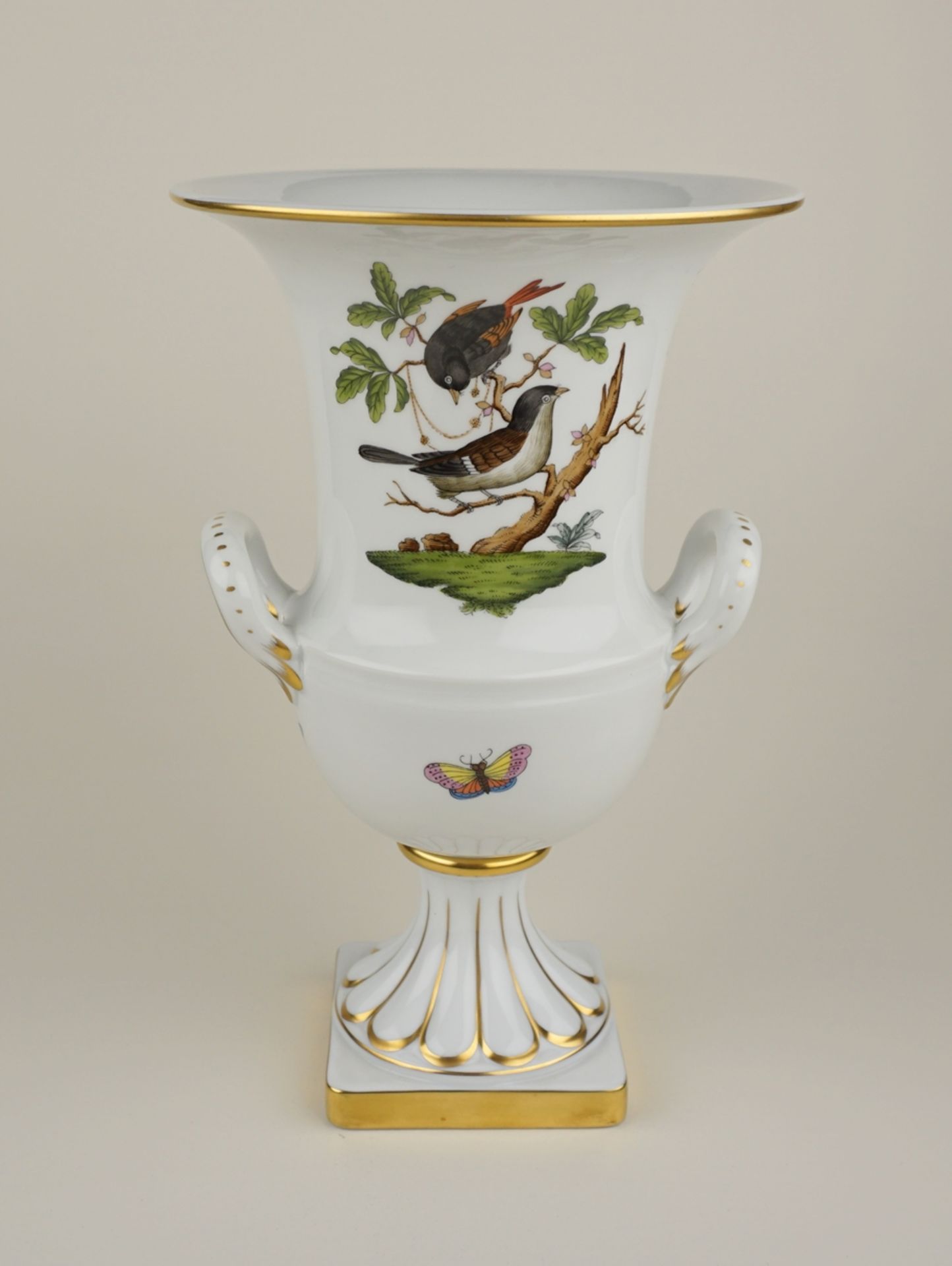 Kratervase mit Vogelmotiv, Herend, Rothschild, Ungarn, 2.Hälfte 20.Jh.