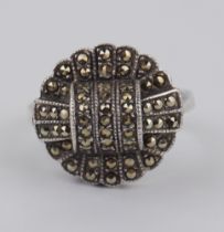 Ring mit Markasiten, 925er Silber, im Art-Déco-Stil