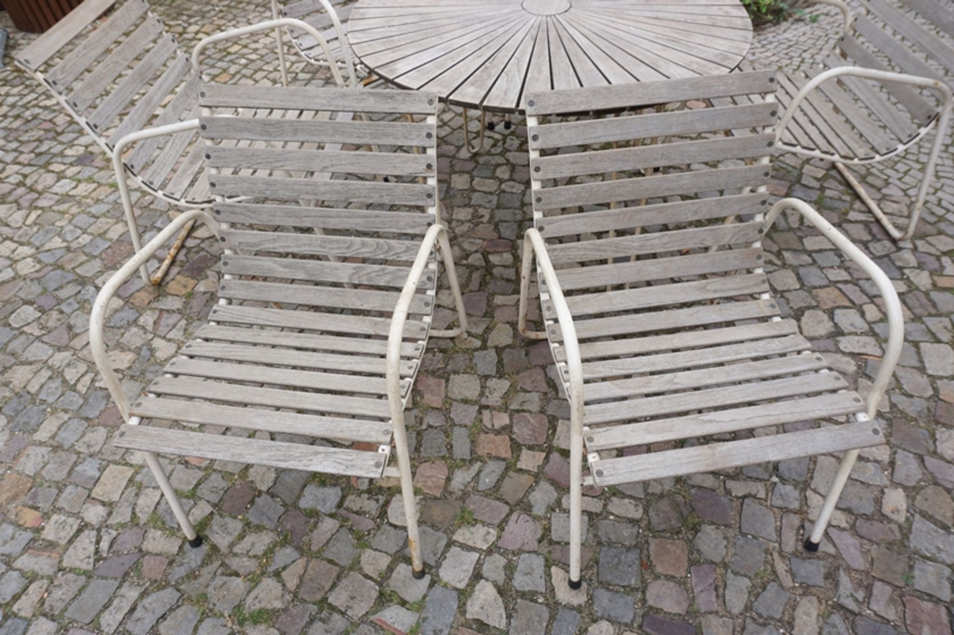 Teak-Gartentisch, Daneline, mit 6 Stühlen, 1960er Jahre - Image 4 of 6