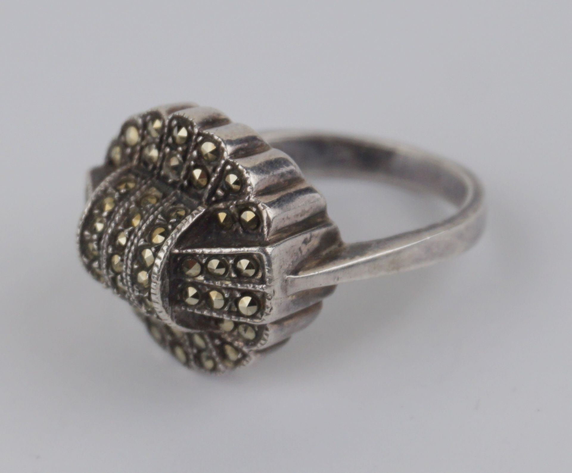 Ring mit Markasiten, 925er Silber, im Art-Déco-Stil - Image 2 of 3