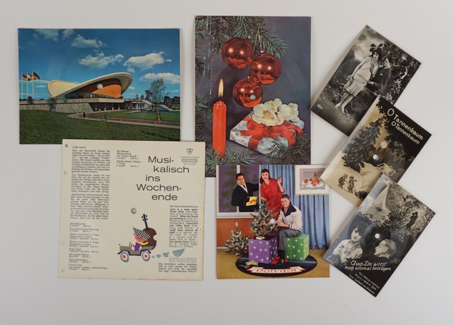 3 WecoTonbild-Postkarten, 1930er Jahre und 4 Ton-Ansichtskarten, 1950er Jahre