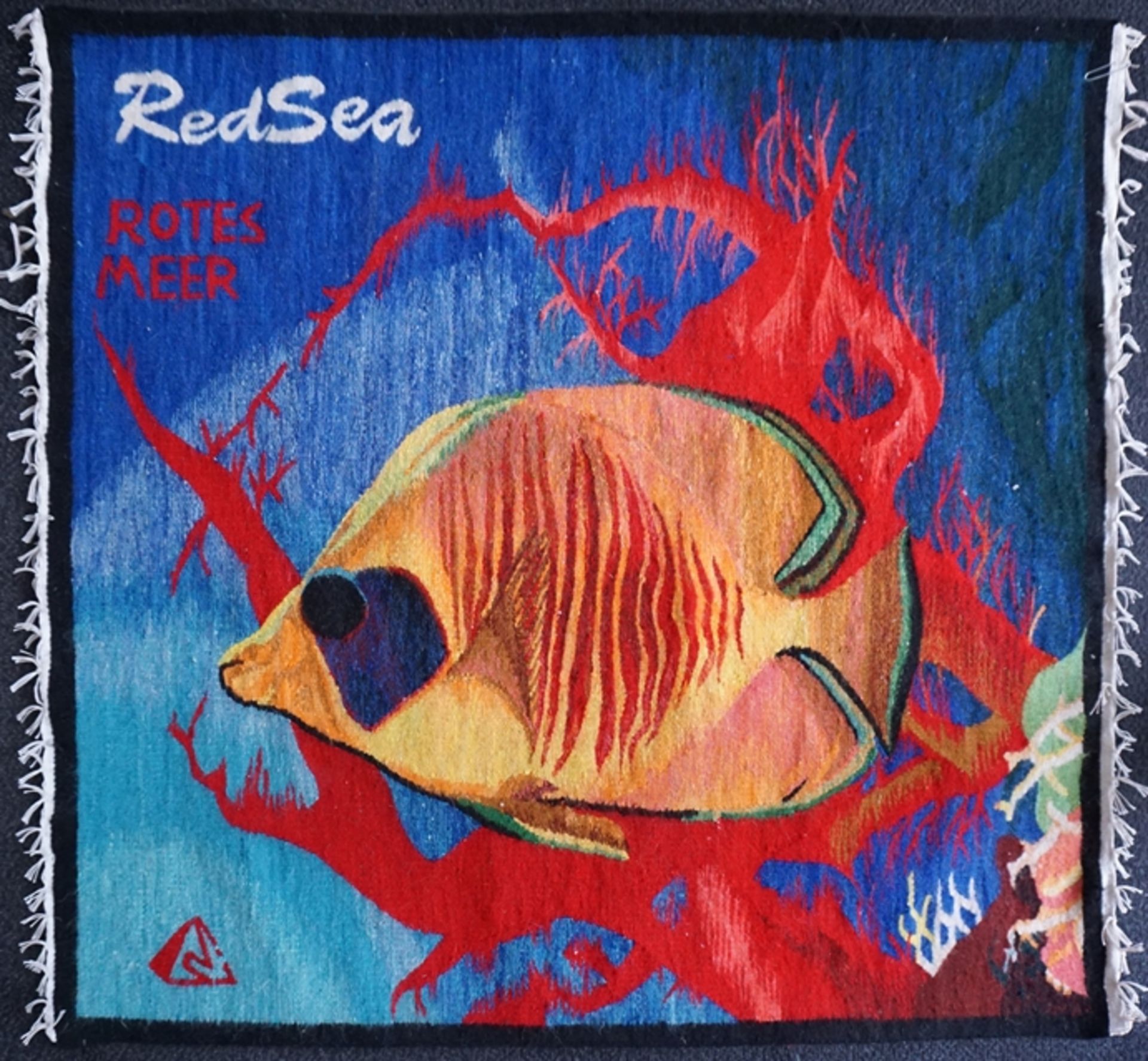 handgewebtes Wandbild "Rotes Meer" mit farbenfrohem Fischmotiv