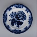 Keramikteller mit blauem, floralen Dekor, Ende 19.Jh., wohl Frankreich