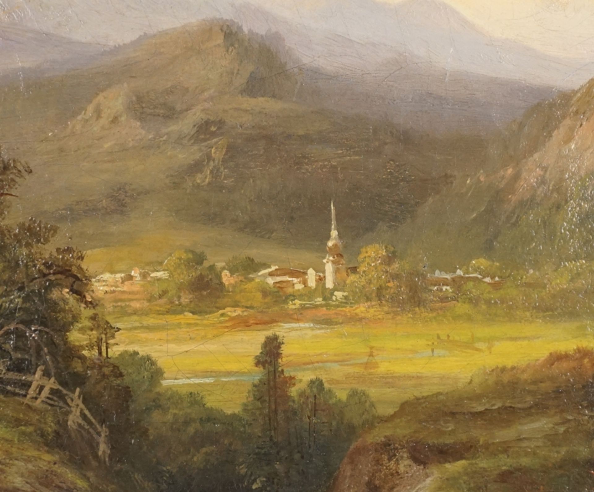 Heinrich Hiller (1846 - 1912, Berlin), "Bewaldete Gebirgslandschaft mit Talblick", Öl/Lwd. - Bild 3 aus 5