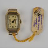 Art déco-Damenarmbanduhr, 1940er Jahre, 585er Gelbgold, NOS