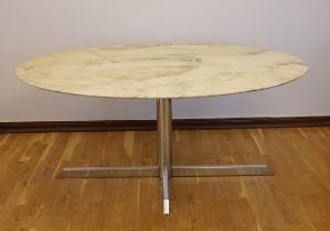 Esstisch mit Marmorplatte, i.d. Art von Florence Knoll für Roche Bobois, 1960/1970er Jahre