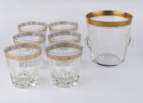 Eiswürfelbehälter, Concord Minton, Theresienthal und 6 Whisky-Gläser mit zarter Goldborte