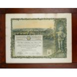 Urkunde und Medaille: Goldene Stadtmedaille, Gastwirtausstellung Quedlinburg / Thale, mit Originale