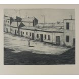 Nuria Quevedo (*1938, Barcelona), "Dorfstrasse", 1981, Aquatinta