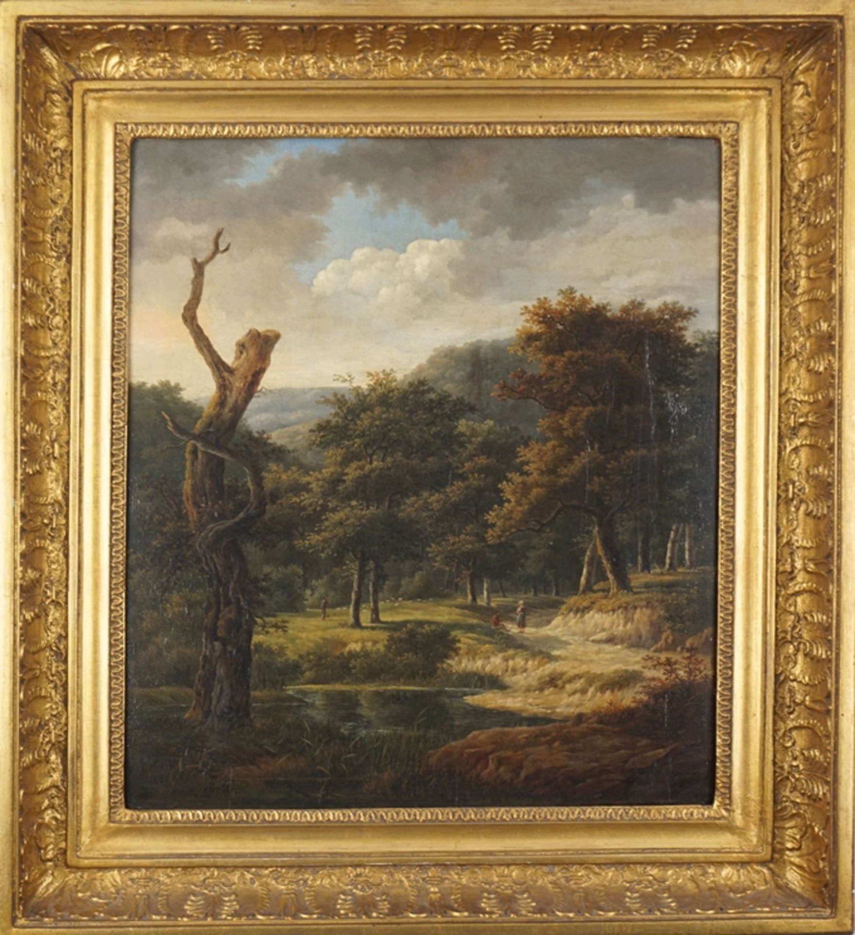 Jean-Baptiste Coene (1805-c.1850), "Bewaldete Landschaft mit alter Eiche", 1830, Öl/Holz