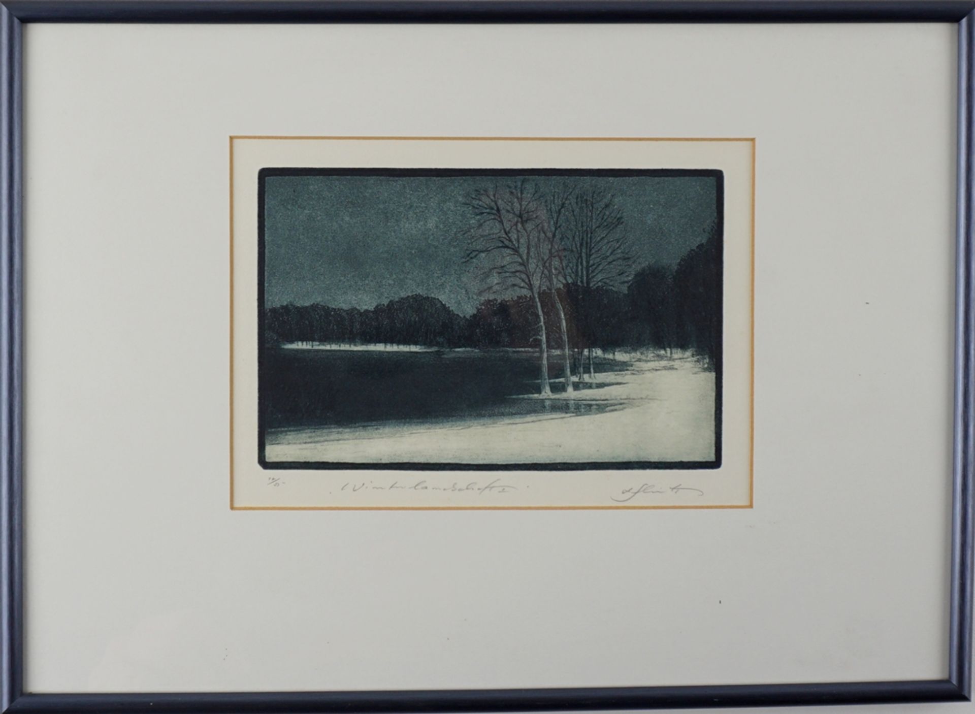 Alfred Schmidt (*1942, Potsdam), "Winterlandschaft", Farbradierung - Image 2 of 2