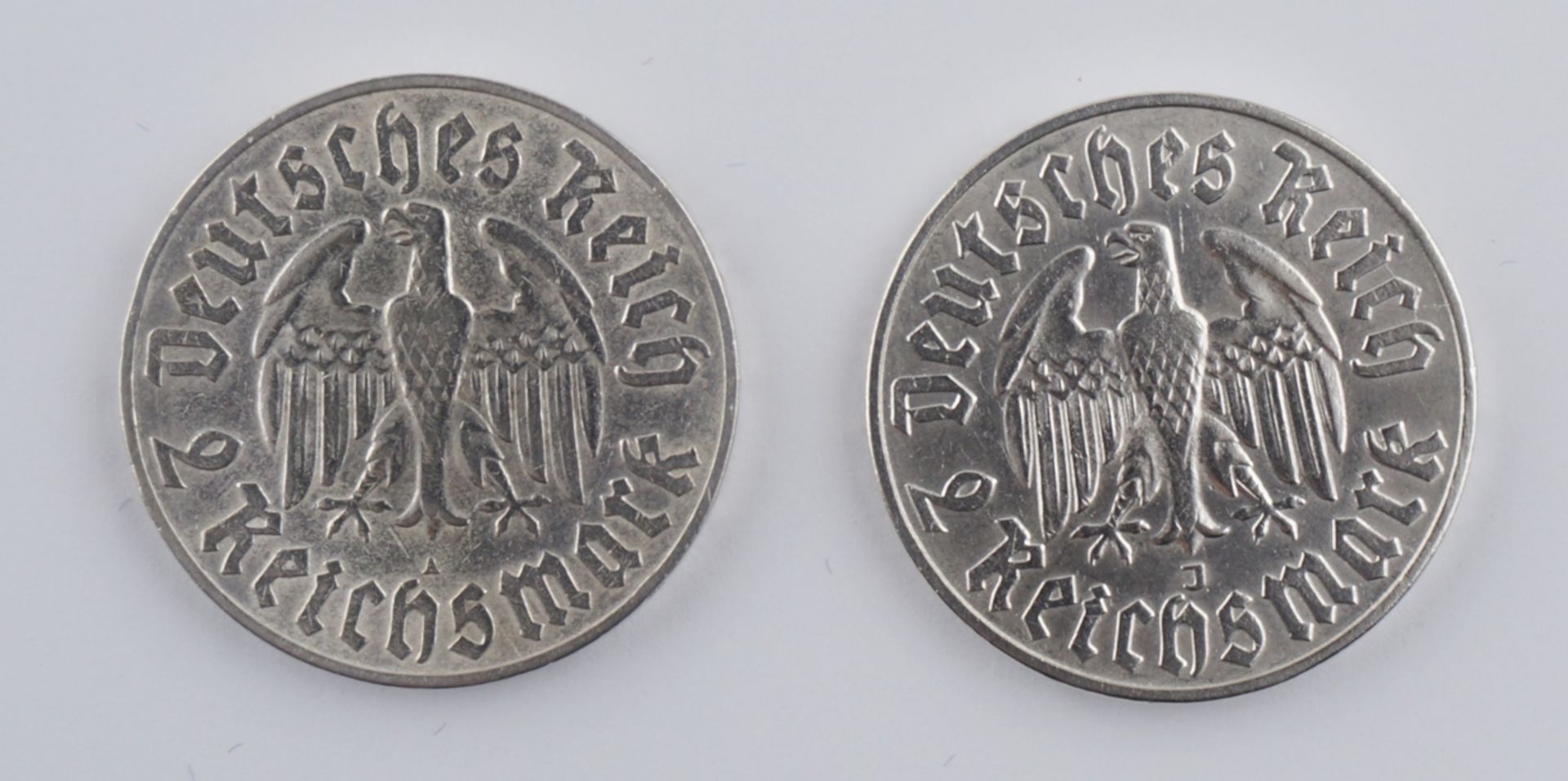 2x 2 Reichsmark 1933, A und J, 450. Geburtstag von Martin Luther - Bild 2 aus 2