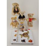 5 STEIFF Teddys und Buch über Teddybären
