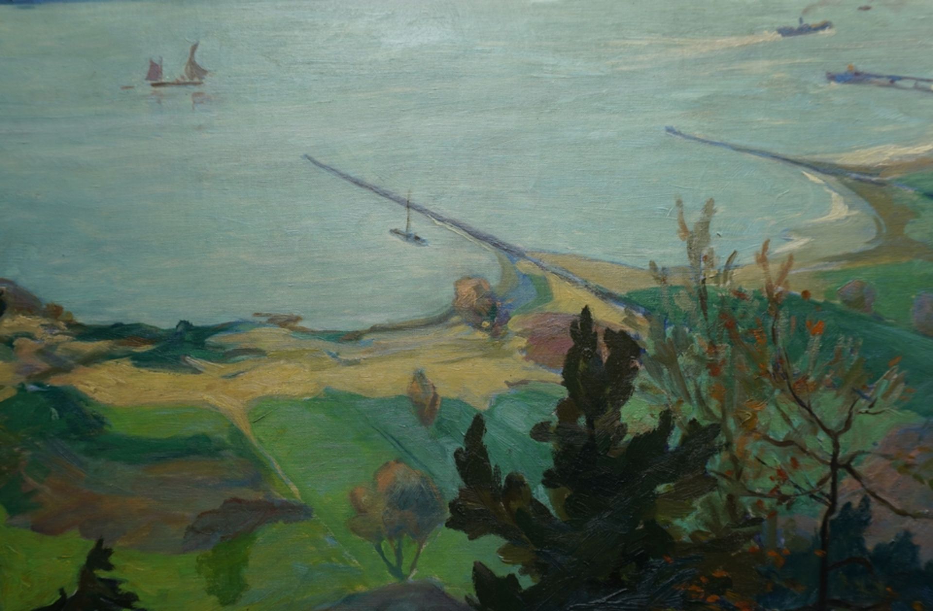 H(inrich) Lüdders, "Elbstrand Wittenbergen in Hamburg", 1927, Öl/Lwd. - Image 4 of 5