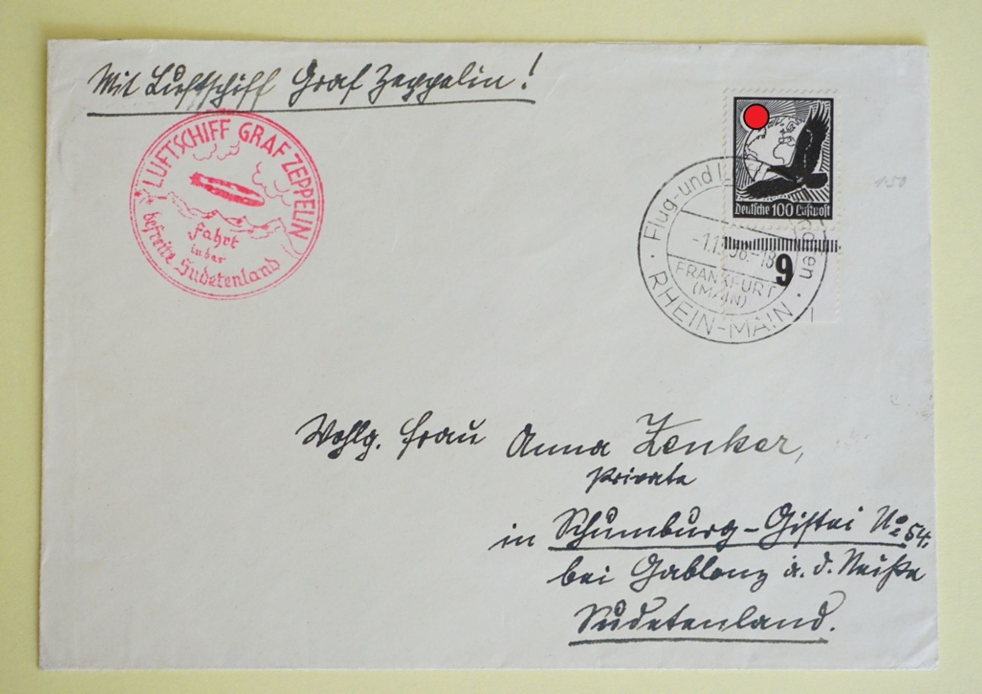 Privat Umschlag, mit Flugpostmarke, 100 Pf 