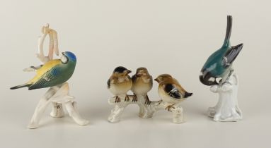 3 Vogel-Figuren, ENS, Sitzendorf und Wagner&Apel, Thür.