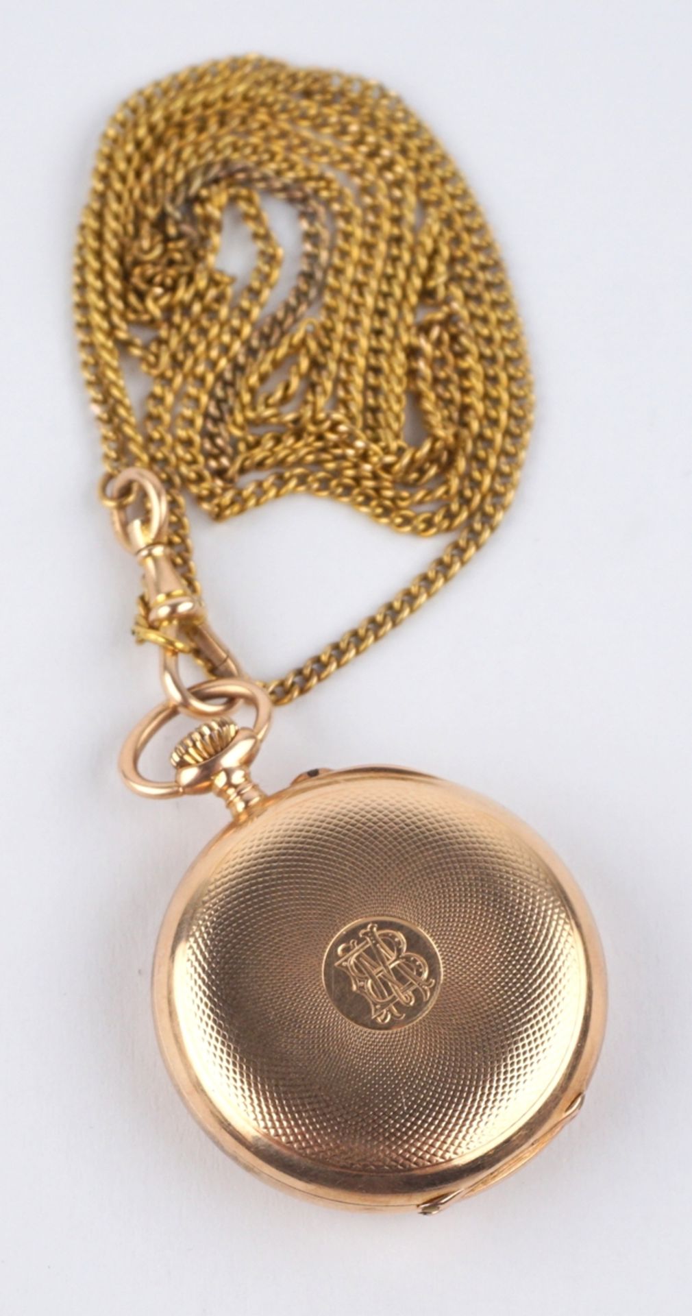 Damenumhängeuhr, 585er Gelbgold, an Goldkette, um 1900 - Image 2 of 4