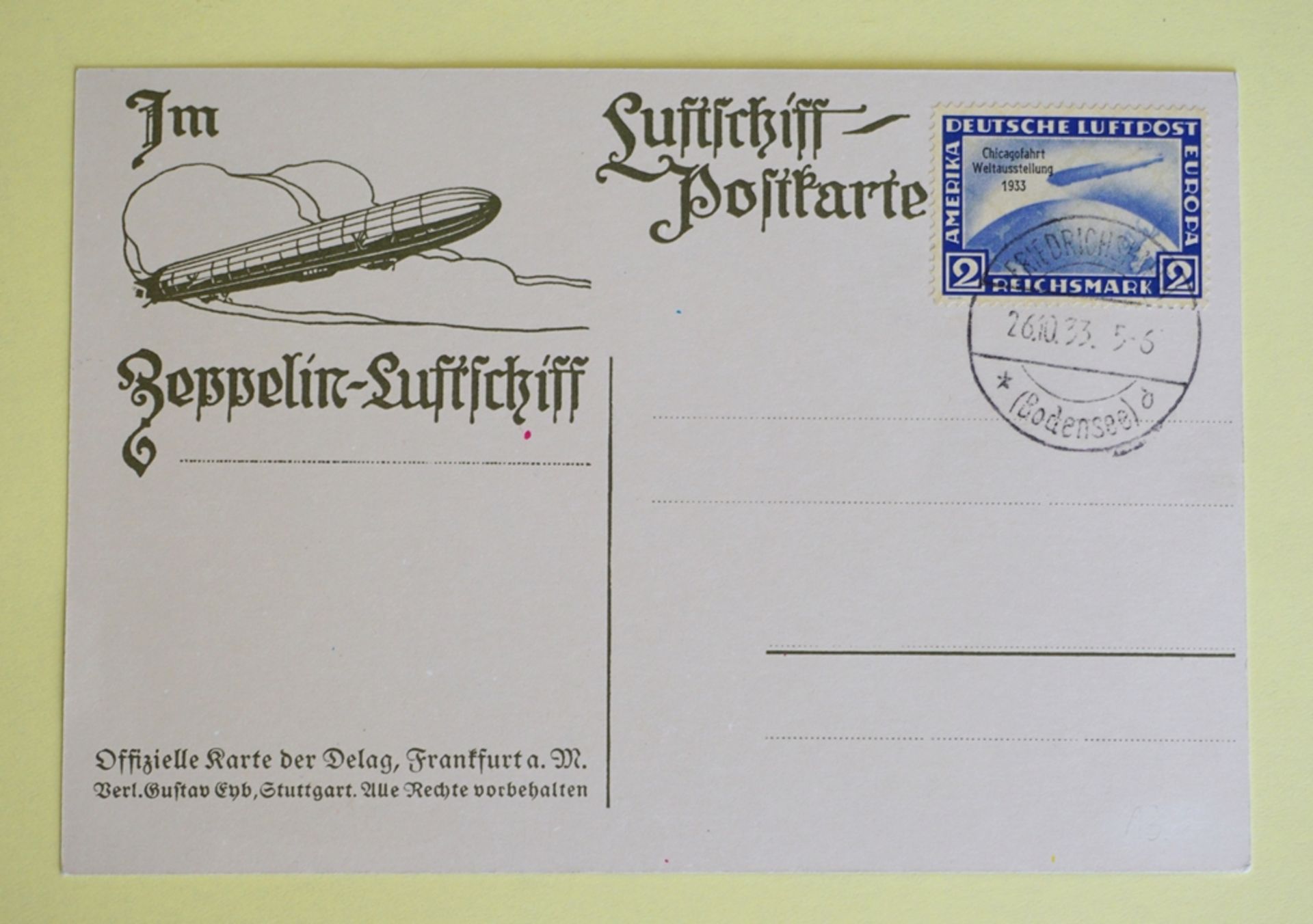 2 Luftschiff-Postkarten, Ozeanüberquerung LZ 127