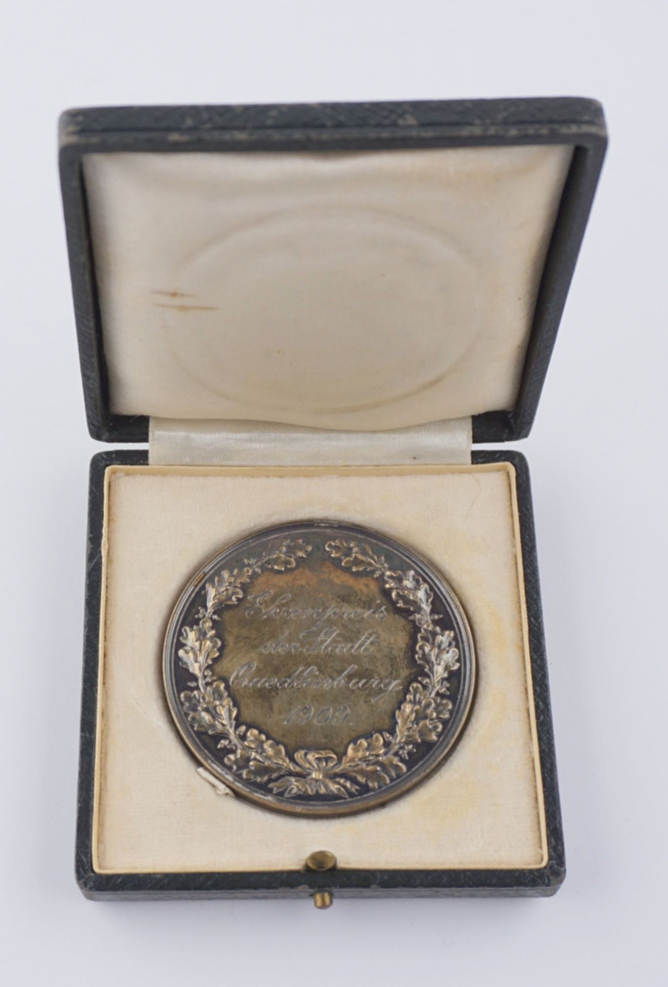 Medaille Ehrenpreis der Stadt Quedlinburg 1909, 990er Silber, im Original-Etui